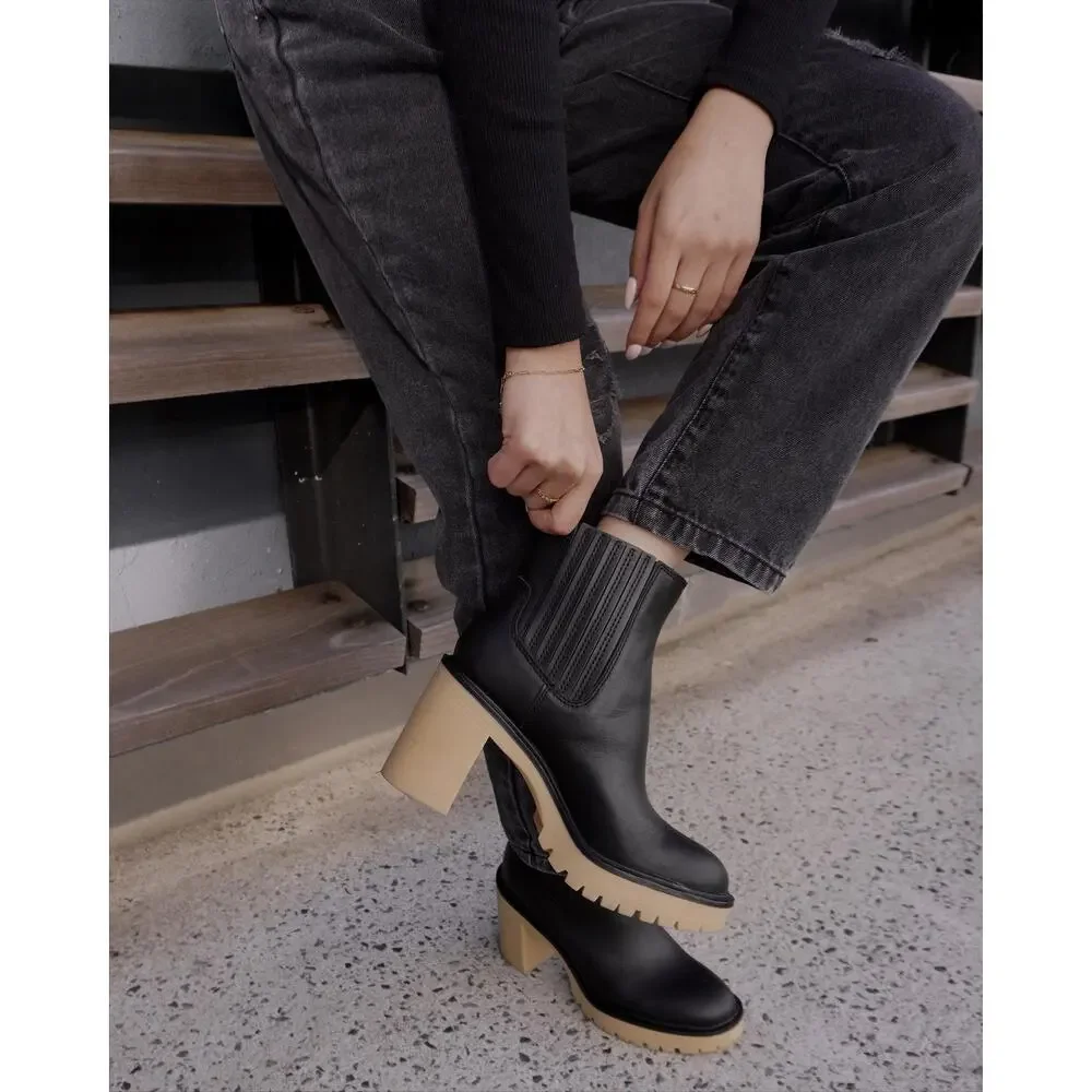 Dolce Vita Caster H2O Booties in Black Leather Anthropologie